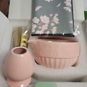 Never Used Matcha Tea set (Pink)